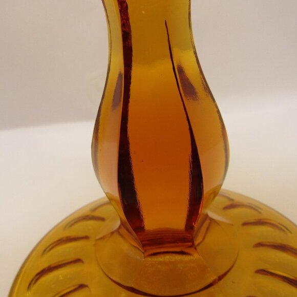 Fenton Round Compote Thumbprint Colonial Amber Ruffled Edge - Picture 9 of 12